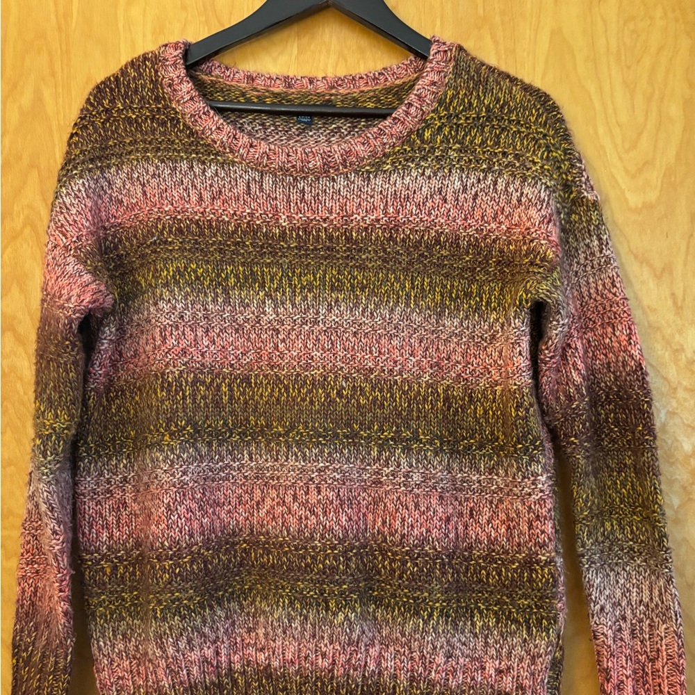 American Eagle Outfitters Pink and Brown Striped Sweater